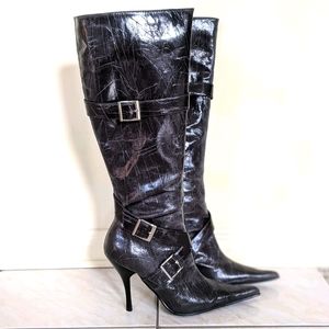 💕2 for $25💕 High Black Leather Heels Boots